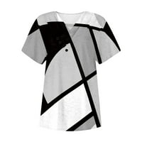 Ležerne prilične žene V izrez kratki rukav majica Tunic TOP Ljetna geometrija Uzorak Šarene labave majice