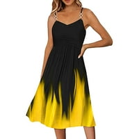 Ljetne haljine za žene tiskanje bez rukava V izrez špagete remen A Line Sun Business Sun Beach Boho