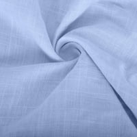Muški pamuk i posteljina majice velike i visoke čvrste tastere za čvrste tastere ovratnik kratkih rukava pulover majica casual prozračna udobna top bluza svijetla plava xxl