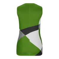 USMIXI Cisterna za žene Geometrijski print Okrugli vrat bez rukava Soft prozračan modni tunički prsluci Bluuse Zelena XXL odjeća za klijanje