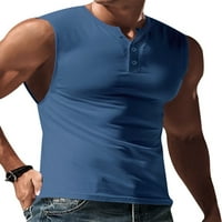 Luxplum muns ljetni vrhovi Henley vrat rezervoar Bodybuilding mišićne majice Ležerne prilike Prsluk sportske košulje plave 4xl