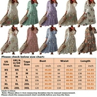 Glonme dame maxi haljine cvjetni ispis ljuljaška haljina V izrez za žene casual comefy dugih rukava bijeli-a xs