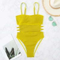 Aaimomet Womens Ljeto Velika plaža Solid Bikini kupaći kostim modni kupaći kostim Hot Bikini, žuti X-veliki