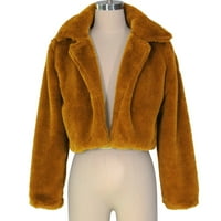 Tking Fashion Women Cardigan kaput Fluffy fleece ovratnik FAU FUR ​​TOP kratki kaput Cardigan džemperi
