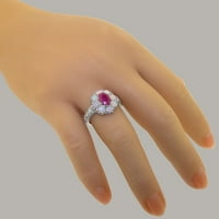 Britanci napravio 18k bijelo zlato prirodno rubin i opal ženski Obećani prsten - Opcije veličine - veličina