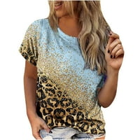 Atinetok ženske bluze i vrhovi Dressy Ladlyweight modni pulover vrhove Ljetni leopard Ispis kratkih