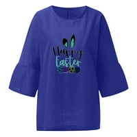 Žene Uskrs pamučni posteljina majica Casual Crew Bluza izrez plus veličina labava Fit Tees Bluuses vrhovi