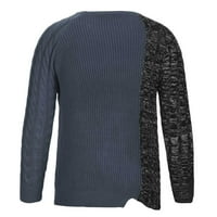 Yievt kabelski pleteni džemper muškarci čišćenje jesen zima novi modni casual muškarci patchwork niskog okruglog vrata pletene džemper sive m