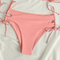 Ženska seksi čipkasta izrez bikini puna boja podijeljena sa grudima bez čelika kupaćim kostim, ružičastim,