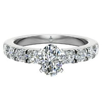 Zaručni prstenovi za žene - ovalni rez 18k bijelo zlato 1. CT Gia certifikat
