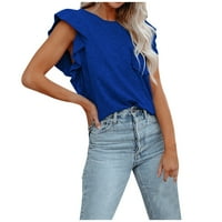 Ženska ljetna majica casual okrugli vrhovi vrata modni novi puni boja kratkih rukava dvostruka bluza