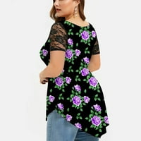Ženske košulje s kratkim rukavima Trendy Women kauzal okrugli vrat cvjetni ispis bluza s kratkim rukavima