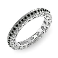 DazzlingRock kolekcija 1. Carat 14k bijeli i crni dijamantski dame vječnosti vjenčani pojas Spacable Ring CT, bijelo zlato