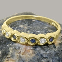 Britanci napravio 9k žuto zlatni kubični cirkoniji i stvarni originalni safir ženski vječni prsten -