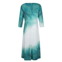 Stalne haljine za žene Žene Ležerne prilike cvjetno print valoviti V-izrez gumb Spring Jesenska haljina