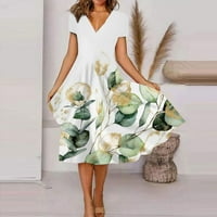 Umitay Cisterna vrhova ženskog ljetnog casual cvjetnog ispisa s kratkim rukavima Swing haljina
