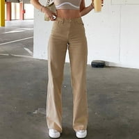 Traperice za žene Žene Ležerne prilike sa širokim nogama sa velikim strukom Solid Color Lounge hlače Jeans beige + s