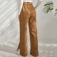Znoj hlače za ženske hlače za žene široke pantalone za noge sa džepovima casualsen zimske dukseve elastične struk sa šarkama za izvlačenje, smeđi XL