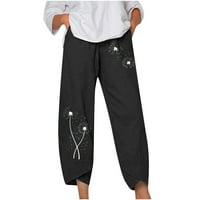 Stretske elastične mršave hlače za žene pod gumb Print pantalona