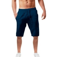 Xinqinghao Muške hlače za vruće vremenske modne ležerne ljetne kratke hlače Pamučne muške čvrste i posteljine i muške hlače za muškarce mornarice xxxl