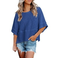 Žene ljetne vrhove i bluze Trendy Batwing poluga s polugama za žene za žene Ljetne casual majice Solid