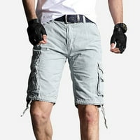 Auroural Muške klirenske kratke hlače Muška ravna odjeća Slim Fit Multi džepni patentni zatvarač ravno noge pet hlača, ležerne sportove na otvorenom