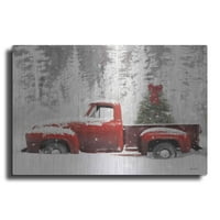 Luxe Metal Art 'Crveni kamion s božićnim drvcem II' Lori Deiter, metalna zida Art, 24 x16