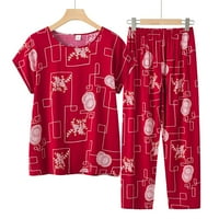 Ženske odjeće Pidžamas Sleep odjeća Kratki rukav s elastičnim hlačama Cvjetne tiskane dame podudaraju
