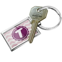 Privjesak za ključeve T Pink Purple Chevron
