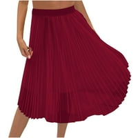 Hoksml Ležerne suknje, ženska casual moda Solid Color Style Lično slatka mreža Srednja duljina čipkave mreže