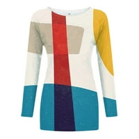 Yyeselk ženske hladne košulje sa otvorenim asimetričnim rukom u boji blok tunike The Trendy okrugli