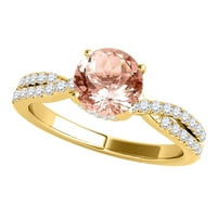 Mauli dragulji za angažovanje prstenova za žene 1. Carat Halo morgatit i dijamantski mladenki set 4-prong 14k žuto zlato