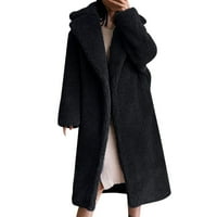 Ženski dugi topni kaput zimska topla naftana jakna Fluffy ženske kapute jakne dugih rukava dugačkih plišanih kaputa