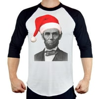 Muški božićni šešir Abraham Lincoln Tee B sply raglan bejzbol majica Veliki