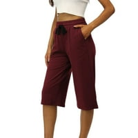 Pantalone za žene nagovaraju žensku džepove za crtanje elastičnih struka solidnih hlača kaprisa