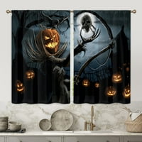 Gooyor Halloween Pumpkin Kuhinjska zavjesa Džepna šipka Poluista kratki pločnici Luksuzni zavodnici