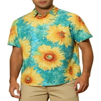 Lars Amadeus Suncokretove košulje za muške kratke rukave ljetne havajske cvjetne majice