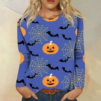 Bluze s dugim rukavima za ženska majica za O-izrez Halloween Print bluza vrhovi labavi FIT Fall majica