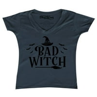 Shop4ever Ženska loša vještica crna Halloween kostim Slim Fit V-izrez majica xx-veliki ugljen