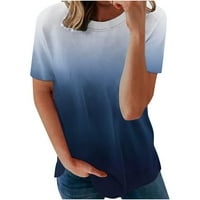 Ženski ljetni gradijent tiskali su kratki rukav u pulover sa okruglim vratom u neformalnim situacijama