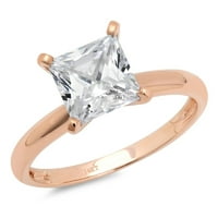 CT Princess Cut Real Originalni prirodni dijamant VS1-VS I-J 18K Rose Gold Solitaire Promise Reat Wedding Izjava o angažmanu Dizajnerska prstena veličine 5