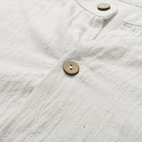 Yolai Muška modna casual top košulja Jednobojni džep Jednostruki pamučni i posteljina majica kratkih