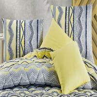 Empire Blue & Yellow Geometrijski pamučni krevet u torbi Komforper set sa listovima