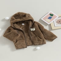 Arvbitana novorođenčad za djecu Dječji dječaci Ležerne prilike s dugim rukavima 3D medvjed zip up kapuljač kapuljača Jesen Zima Fuzzy gornja odjeća 6m-24m