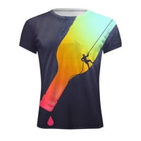 Ruziyoog Muška aktivna brzih košulja za majice Muška modna ljetna dekolte majica 3D štampanje uzorak