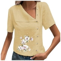 Ženska pamučna posteljina labav gumb down down bluza za uklanjanje bluza trendy ljetni asimetrični bluzi