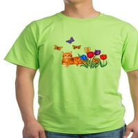 Cafepress - Narančasta mačka u majici Tulipana - Lagana majica - CP