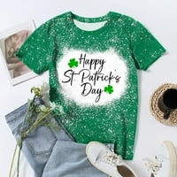 RBAOFUJIE Akcije Majice za čišćenje žena Ženski okrugli vrat kratkih rukava sa kratkim rukavima Saint Patrickovska košulja Spring Spring Majice za žene zelene majice