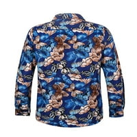 Cindysus muške košulje dugih rukava bluza rever na vratu Radna tunika majica s jednim grudima plavi leptir 3xl