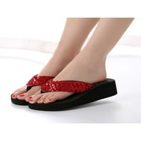 Daeful ženske slajdove sandale za plažu bez lepršavih flip ploče kupaonica bez klizanja prozračna otvorena cipela za prste crvena 6,5